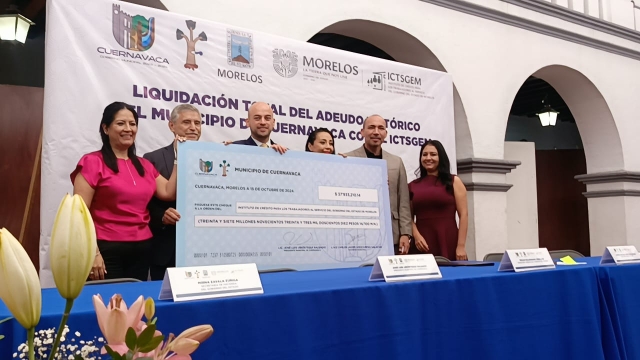 Realizan liquidación total del adeudo histórico del municipio de Cuernavaca con el ICTSGEM