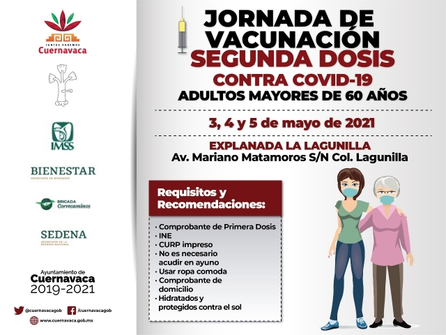 Listo ayuntamiento para jornada de segunda dosis de vacunación en La Lagunilla