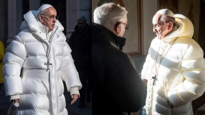 Papa Francisco se vuelve viral por usar una chamarra puffer blanca ¿era real?