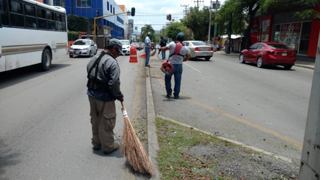 Cuadrilla de mantenimiento urbano remozó la avenida Plan de Ayala
