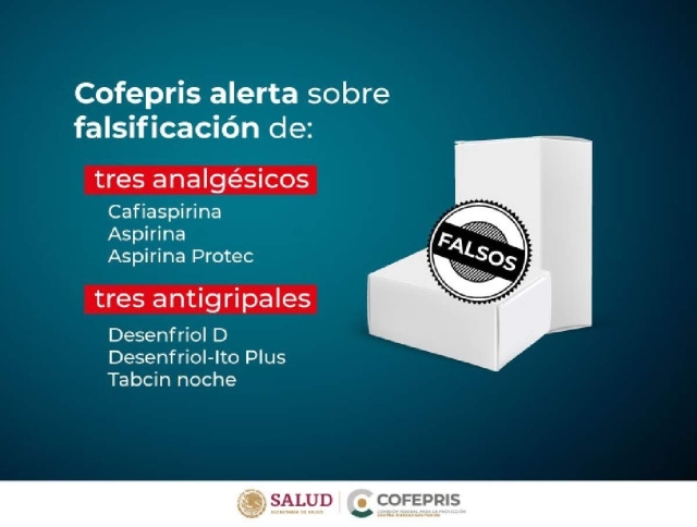 Alertan por falsificación de Aspirina, Desenfriol y Tabcin