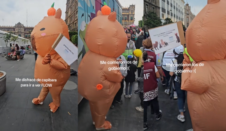 Influencer disfrazado es retirado del Zócalo durante evento infantil en CDMX