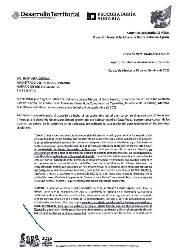 Acusa Procuraduría a Bienes Comunales de Tepoztlán de violar suspensión