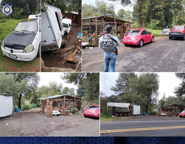 Cinco vehículos asegurados durante cateo en Huitzilac