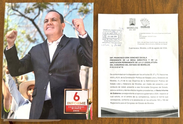 Entrega gobierno de Cuauhtémoc Blanco sexto informe de actividades al Congreso de Morelos