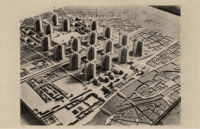 Ciudad Radiante por Le Corbusier. Propuesta que refleja la Carta de Atenas.