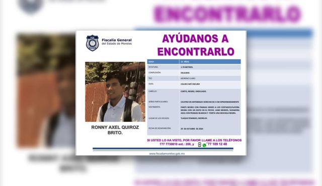 Un adolescente desapareció en Tlaquiltenango