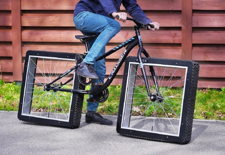 Crean una bicicleta con ruedas cuadradas