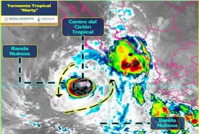 Se forma tormenta tropical Marty en el Pacífico de México.