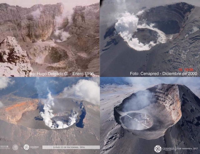 Los cambios en el cráter del volcán que se han registrado en poco más de dos décadas.