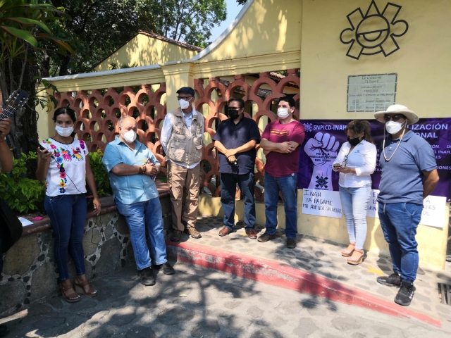 Manifestación de trabajadores del Centro INAH Morelos