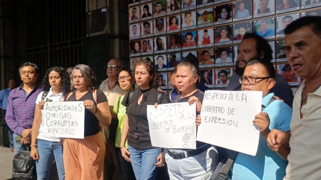 Protestan periodistas por agresión en contra de la reportera Perla Aguilar