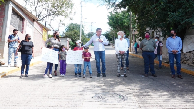 Inauguran tres obras de pavimentación en Jiutepec