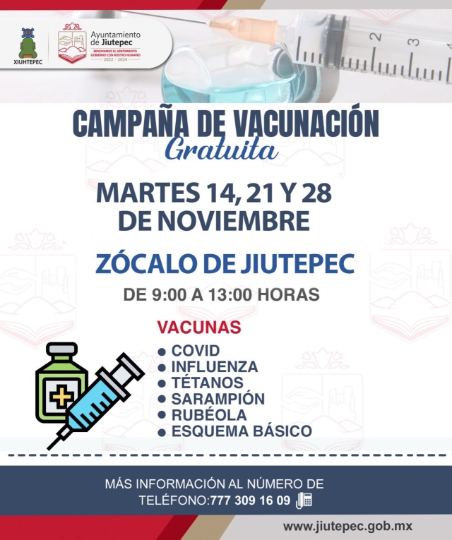 Gobierno de Jiutepec invita a la población a participar en la campaña de vacunación