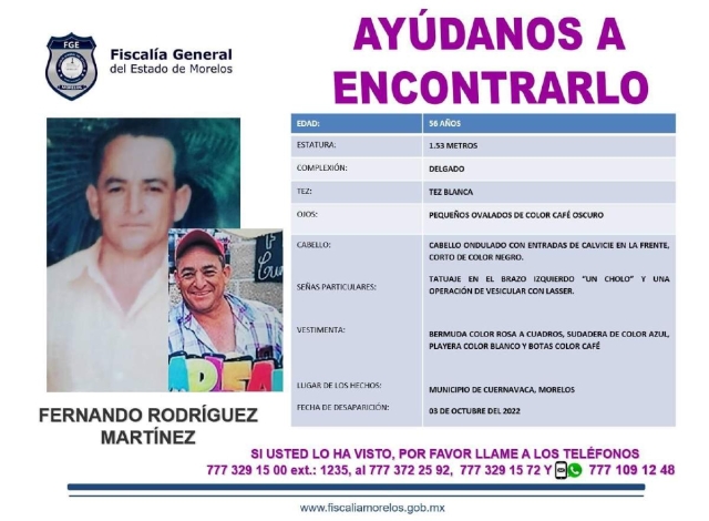 Buscan a dos vecinos de Cuernavaca que están desaparecidos 