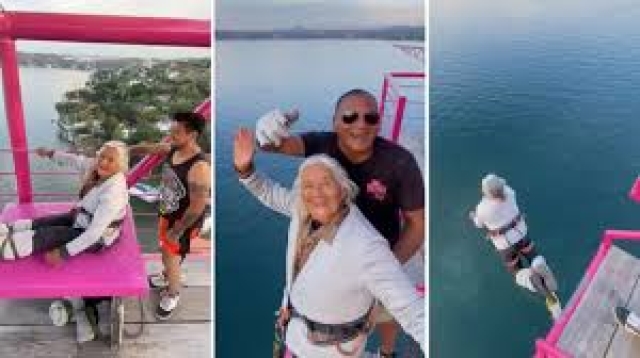 Abuelita de 80 años salta en bungee en Tequesquitengo