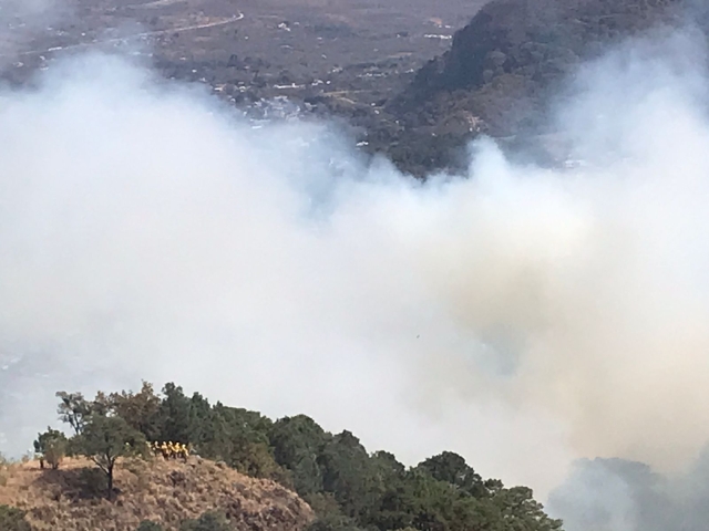 Solicitan apoyo para combate de incendio forestal en el cerro El Tepozteco