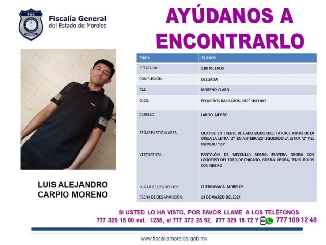 Buscan a un joven que desapareció en Jiutepec