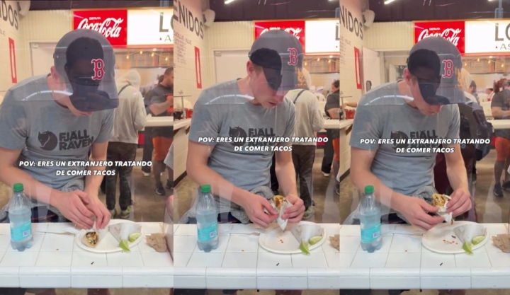 'Ni una mordida pudo darle al final': extranjero se hace viral por no saber cómo comer un taco