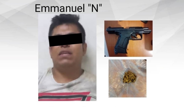 Le hallaron una pistola y marihuana 