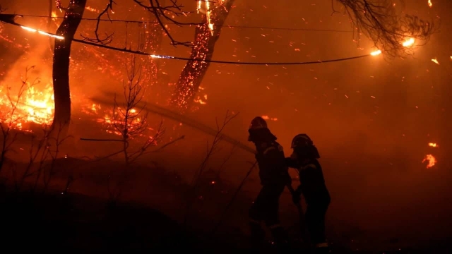 Refugiados en Atenas son evacuados por incendios forestales.