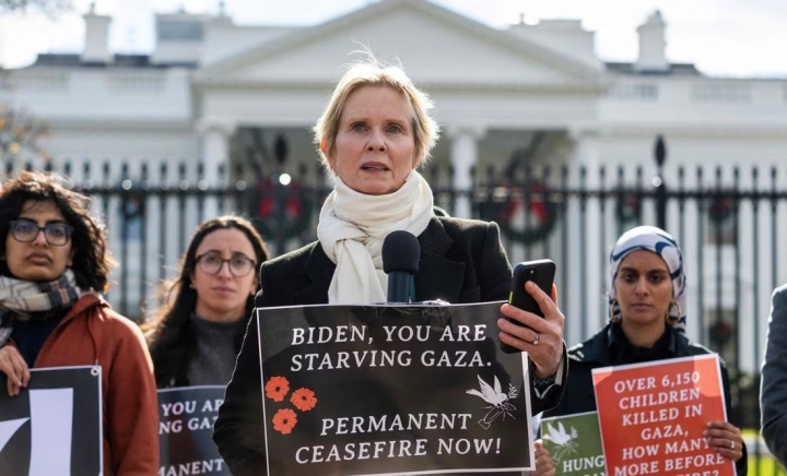 Cynthia Nixon se suma a huelga de hambre por Gaza: Un llamado a la acción