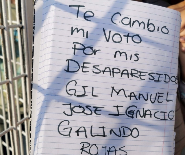 Ciudadanos de Tamaulipas cambian votos por sus desaparecidos