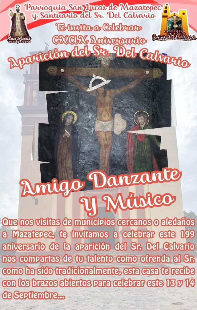 Preparan 199 aniversario de la aparición del Señor del Calvario en Mazatepec