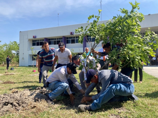 Alcalde Rafael Reyes encabeza reforestación simultánea en planteles educativos de Jiutepec
