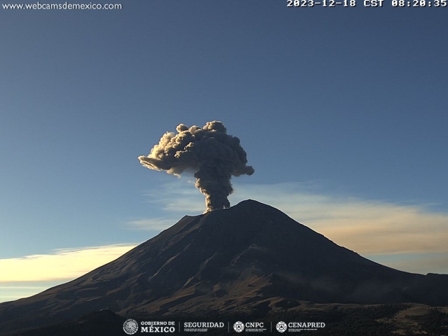 Registra 98 exhalaciones volcán Popocatépetl; se mantiene semáforo amarillo fase 2