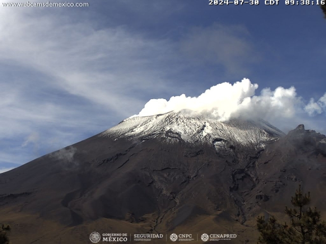 Registra 31 exhalaciones volcán Popocatépetl; se mantiene semáforo amarillo fase 2