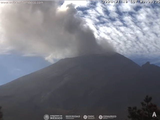 Registra 34 exhalaciones volcán Popocatépetl; se mantiene semáforo amarillo fase 2